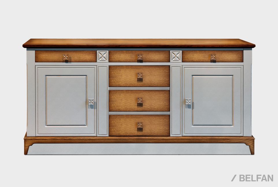 Тумба 3-х секционная "Бриансон" массив и шпон дуба, МДФ 1