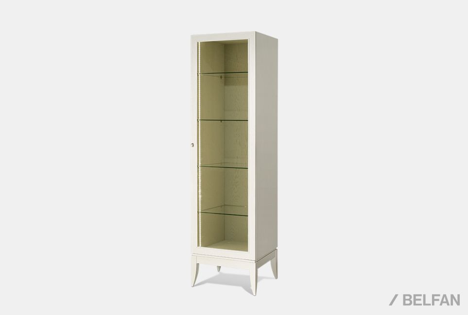 Шкаф с витриной 1-но дв. "Коста" правый (подсветка) массив и шпон дуба 1