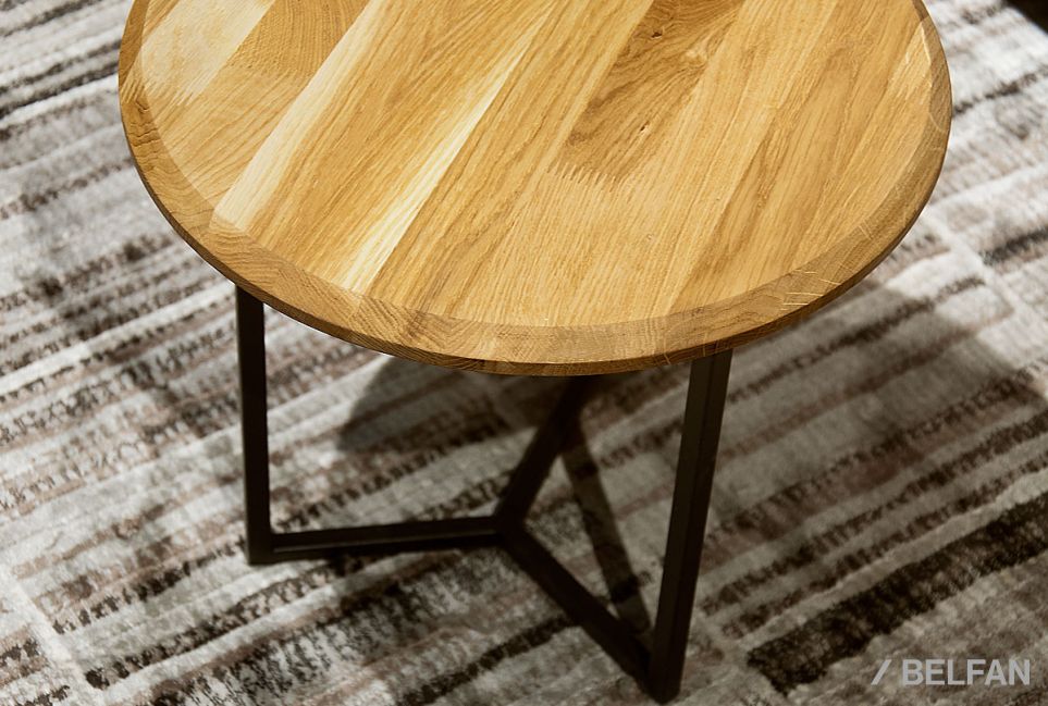 Стол журнальный "Арт" круглый 40 массив дуба, металл 2