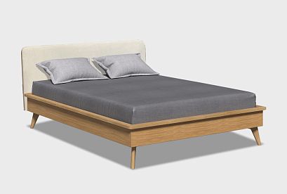 Кровать "Элва" (мягкое изголовье); без основания, без матраса; *ВМФ-1574.1; (1600x2000); бейц-масло; Verona 04 Cream