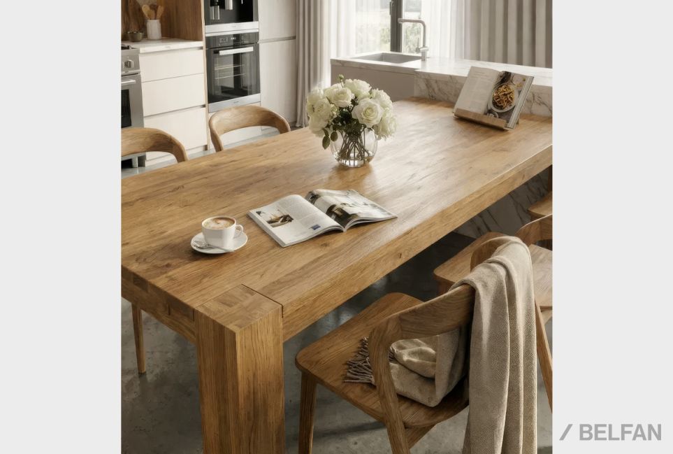 Стол обеденный "Берген" П-03 (сечение опор 150х150) массив дуба 2