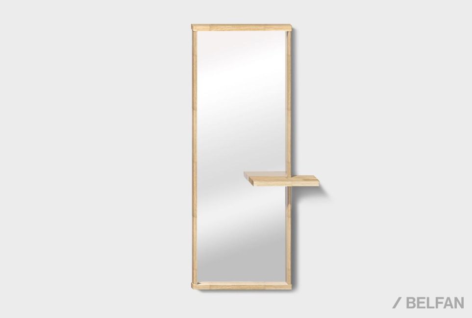 Зеркало настенное с полкой "Уоллстрит" (прямоугольное) массив дуба 2