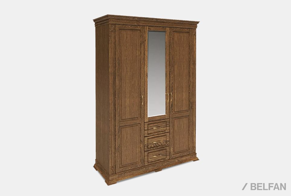 Шкаф 3-х дверный "Верди Люкс" массив и шпон дуба 1
