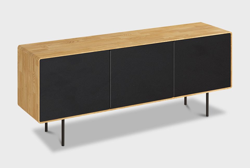 Тумба под ТВ высокая "Норман" 3; дуб натуральный, чёрный