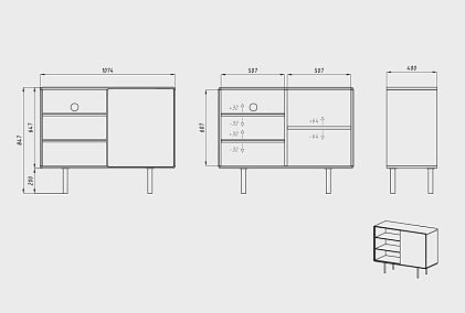 Тумба "Норман" 2 с нишей (левая)