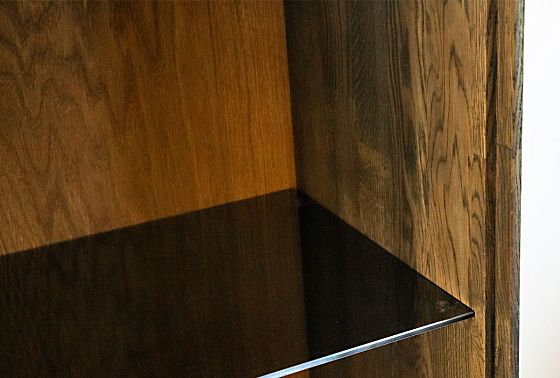 Тумба высокая "Монреаль" (стекло) массив и шпон дуба, МДФ, металл 9