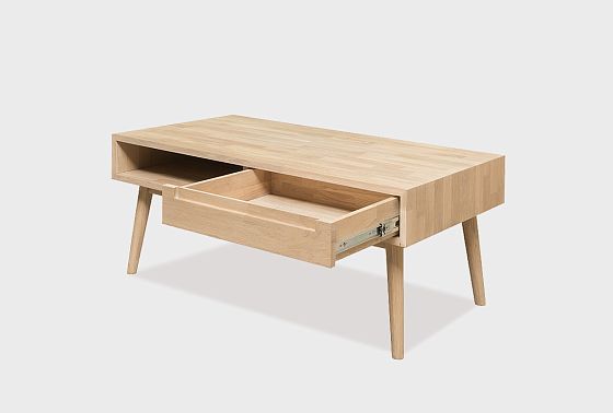 Стол журнальный "Ирвинг" (с ящиком) массив дуба 3