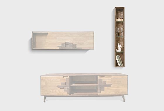 Шкаф навесной узкий "Ирвинг" 4 (стекло) массив дуба, стекло 2