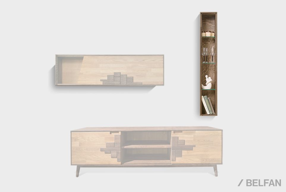 Шкаф навесной узкий "Ирвинг" 4 (стекло) массив дуба, стекло 2