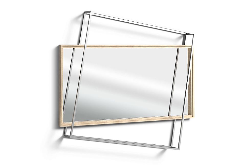 Зеркало настенное "Black" 140; белый шелк, серебро