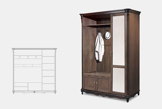 Шкаф комбинированный "Алези 1з" массив и шпон дуба 3