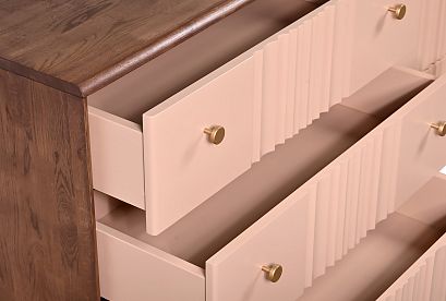 Комод "Меридиан" 6; 6 ящиков; *А-017.108; к-шоколадный дуб, ф-дымчатая роза