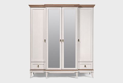 Шкаф для одежды 4-х дв. "Стюарт" (с зеркалом); *ГМ 6554-10; персидский жемчуг, натуральный дуб