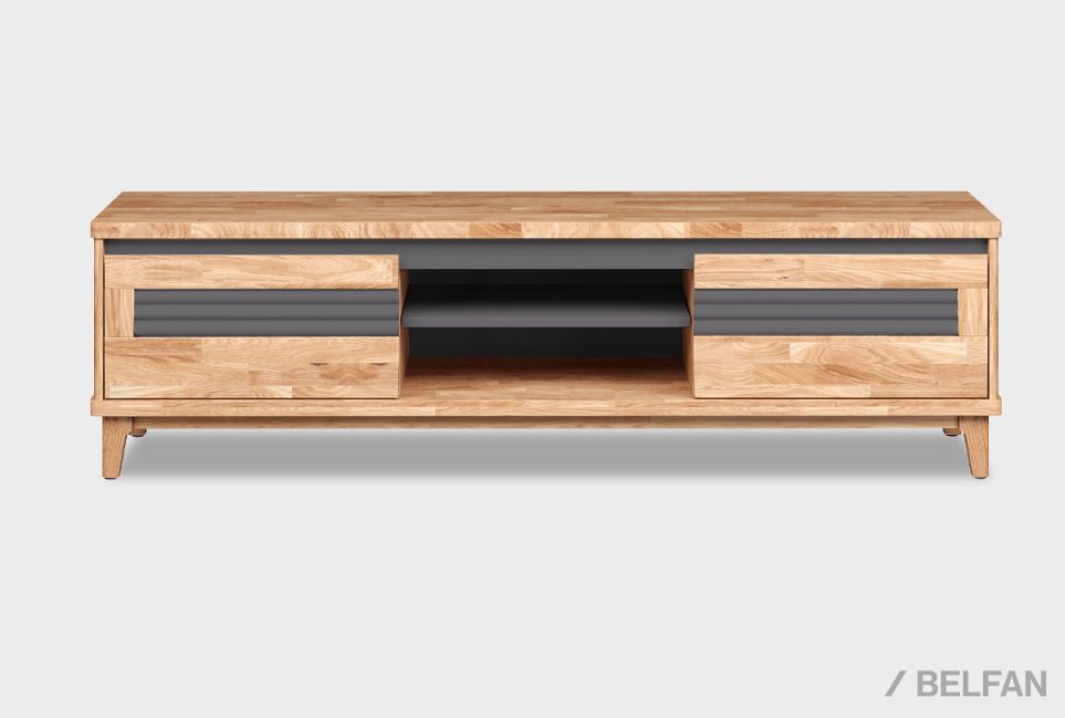 Тумба под ТВ "Уоллстрит" 170 (с нишей) массив дуба, МДФ 1