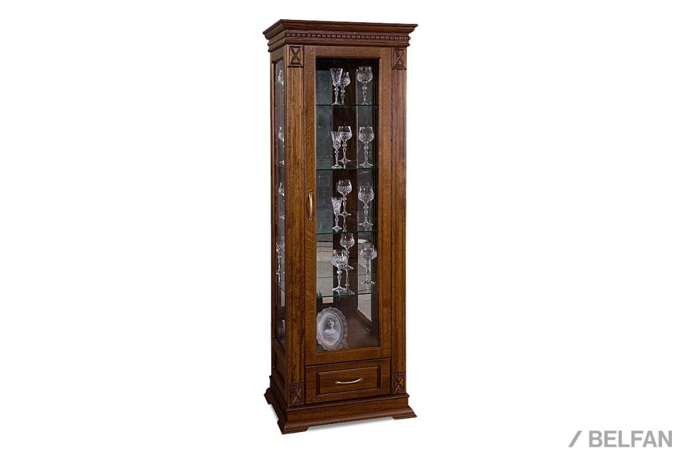 Шкаф с витриной "Верди Люкс 1з" массив и шпон дуба 1