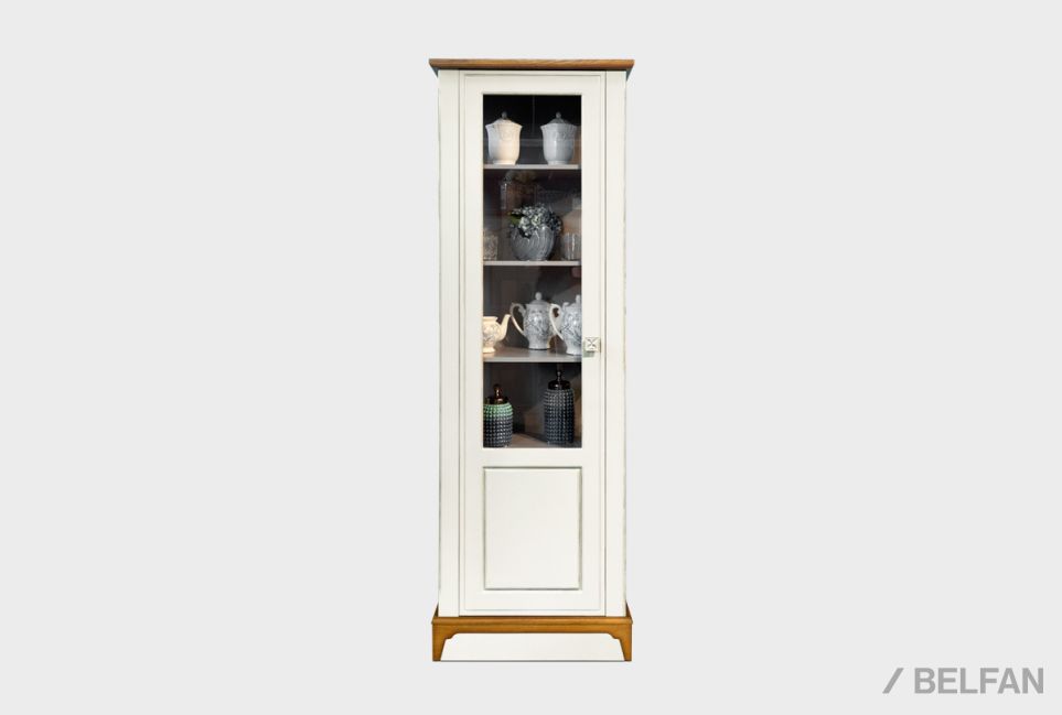 Шкаф с витриной 1-но дв. "Бриансон" (левый) массив и шпон дуба, МДФ 2