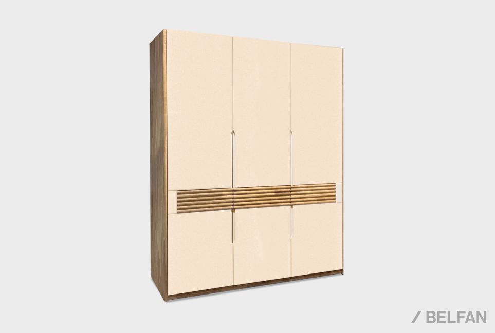 Шкаф для одежды 3-х дверный "Уоллстрит" массив дуба, МДФ 1