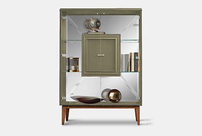 Тумба высокая "Сакраменто" (стекло); *А-016.84; олива, орех