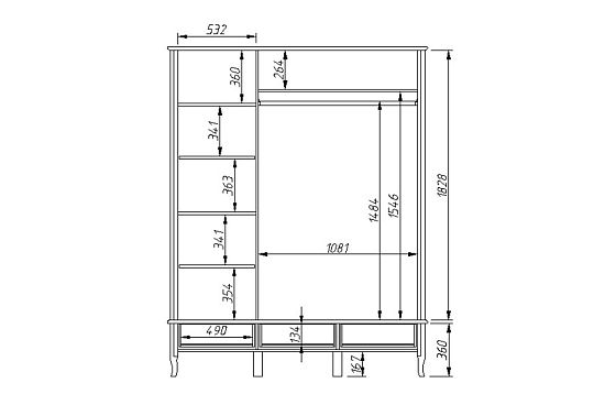 Шкаф для одежды "Катрин" фигурный 3-х дв. без зеркала массив и шпон дуба 4