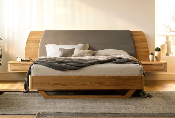 Кровать "Монблан" (с прикроватными тумбами) массив дуба 8