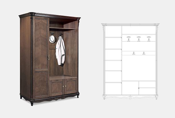 Шкаф комбинированный "Алези 1" (правый) массив и шпон дуба 3