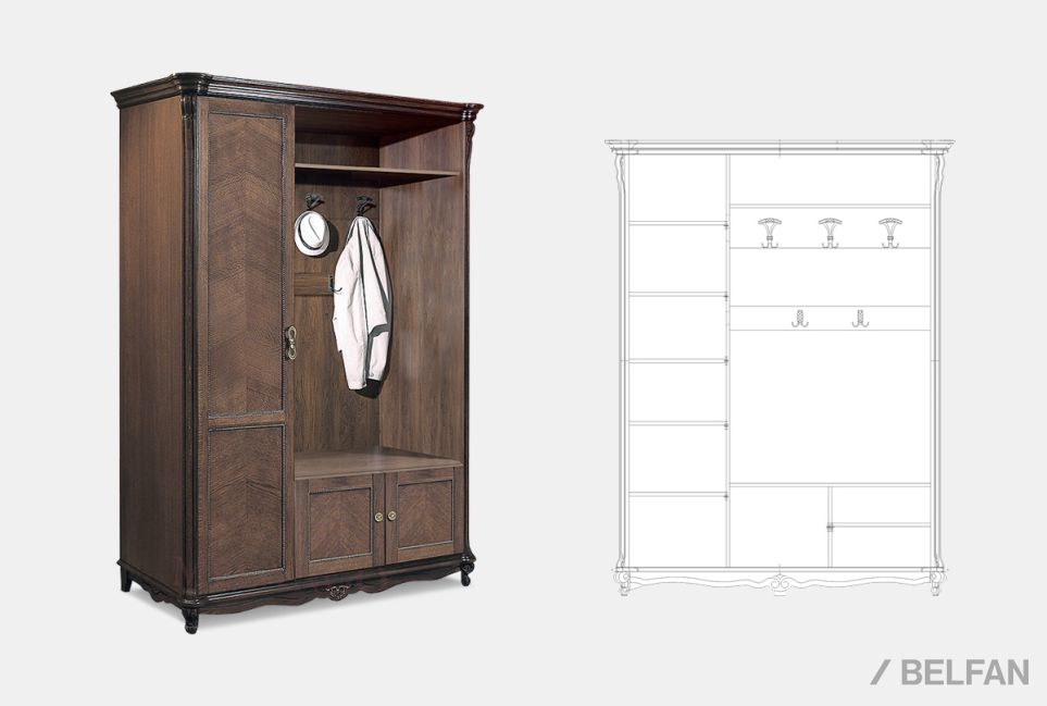 Шкаф комбинированный "Алези 1" (правый) массив и шпон дуба 2