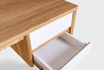 Стол письменный "Уоллстрит" (2 тумбы); *А-012.13.2; к-бейц-масло, ф-белый, вст-бейц-масло