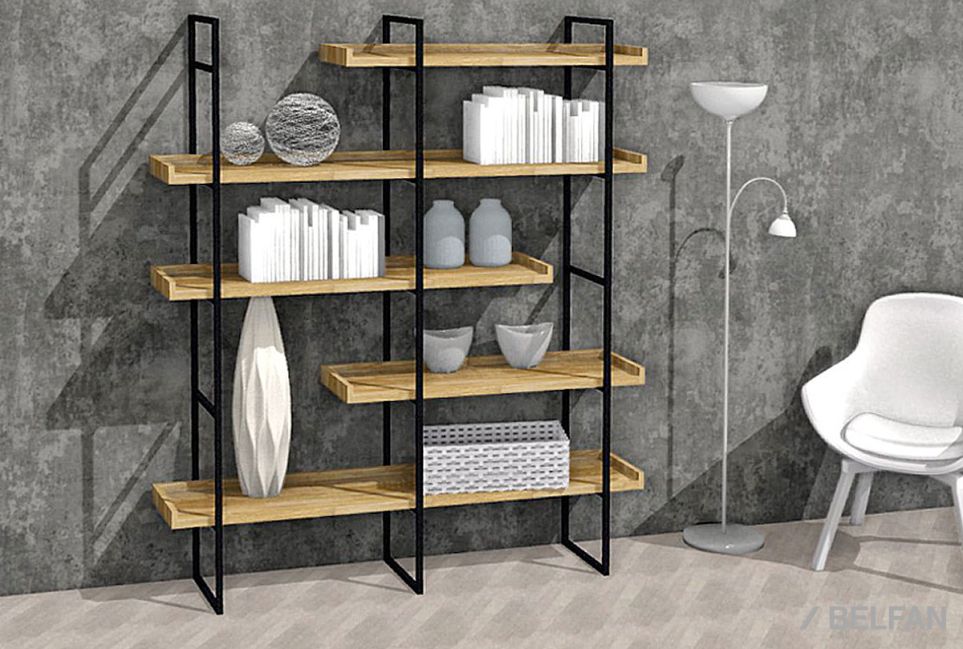 Стеллаж "Арт" 453 массив дуба, металл 6