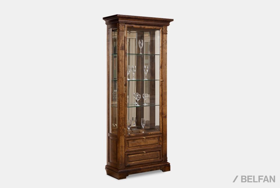 Шкаф с витриной "Престиж" 6 массив и шпон берёзы 1