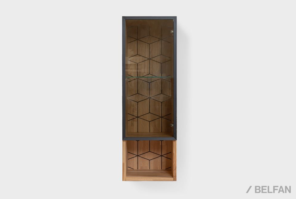 Шкаф настенный "Этна" стекло (правый) массив дуба 2