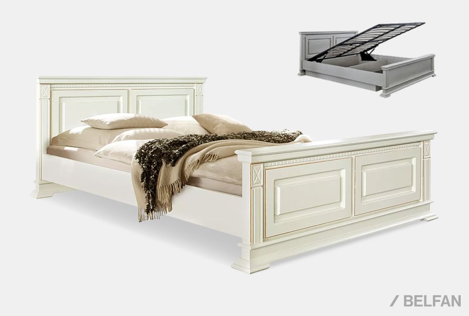 Кровать "Верди Люкс" (высокое изножье) с подъемным механизмом массив и шпон дуба 1