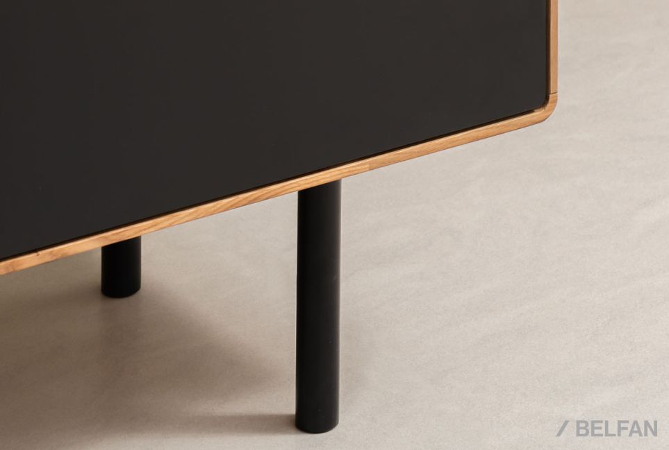 Тумба под ТВ высокая "Норман" 3 с нишей (левая) массив дуба, МДФ, металл 3