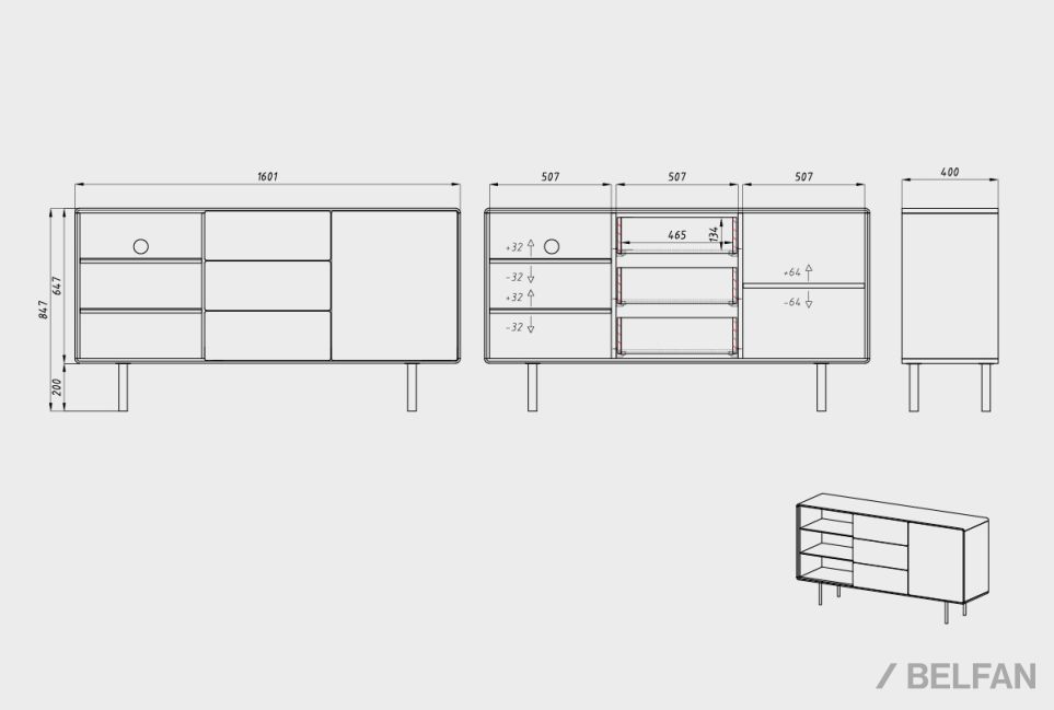 Тумба "Норман" 3 с нишей (левая) массив дуба, МДФ, металл 4