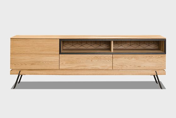 Тумба под ТВ "Этна" 180 (с нишей) массив дуба, металл 8