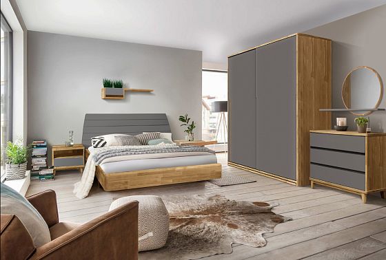 Кровать "Уоллстрит" (комбинированная) массив дуба, МДФ 5