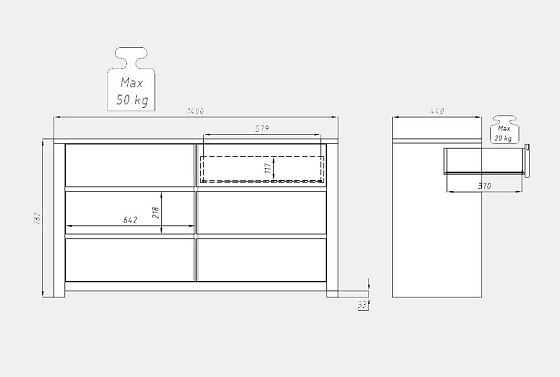 Комод 2-х секционный "Норд" массив дуба 13