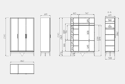 Шкаф для одежды "Коста" 3-х дв. без зеркала