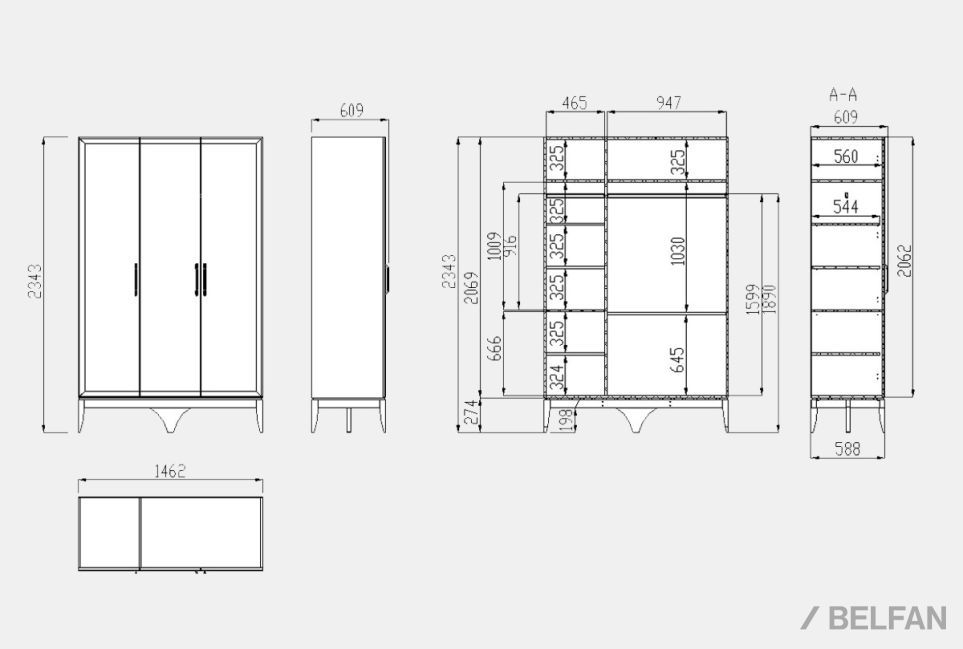 Шкаф для одежды "Коста" 3-х дв. без зеркала массив и шпон дуба 2