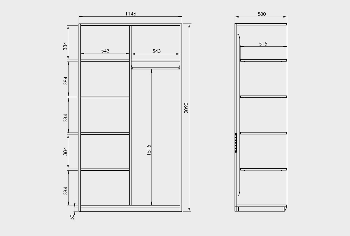 Шкаф для одежды 2-х дверный "Уоллстрит" массив дуба, МДФ 2