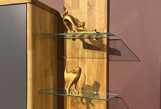 Полка настенная "Уоллстрит" (стекло) массив дуба 7