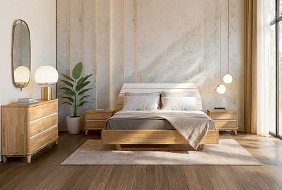 Кровать "Уоллстрит" (комбинированная); без основания, без матраса; *А-012.160; (1600x2000); к-бейц-масло, изг-белый