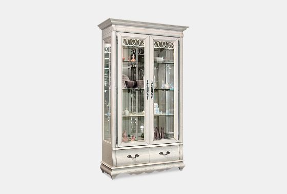 Шкаф с витриной 2-х дверный "Тэфи" массив и шпон дуба 4