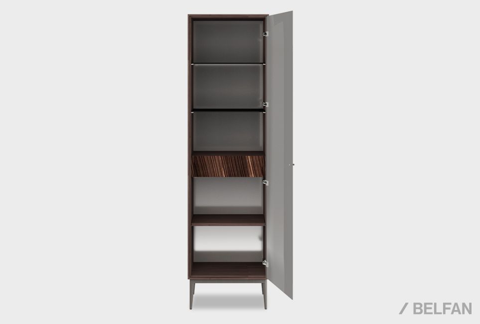 Витрина 1-но дверная "Монреаль" (правая) шпон дуба, МДФ, металл 2