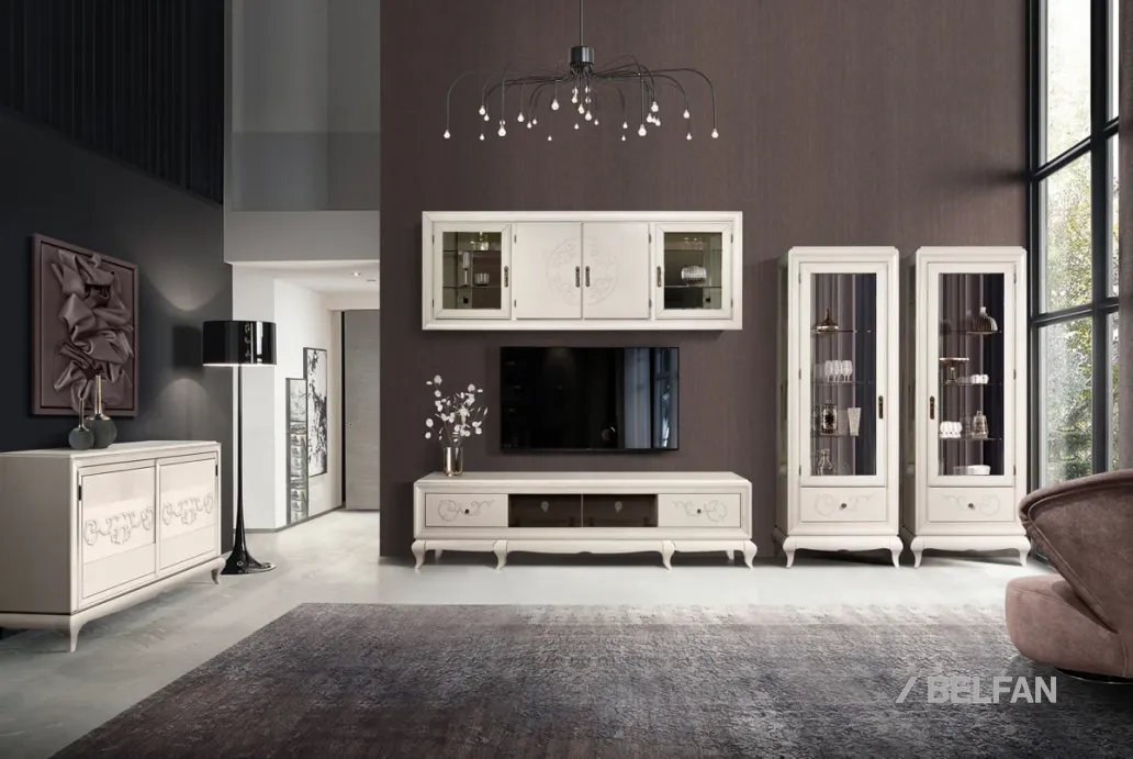 Гостиная «Соната» #12 белая эмаль с тёмной патиной