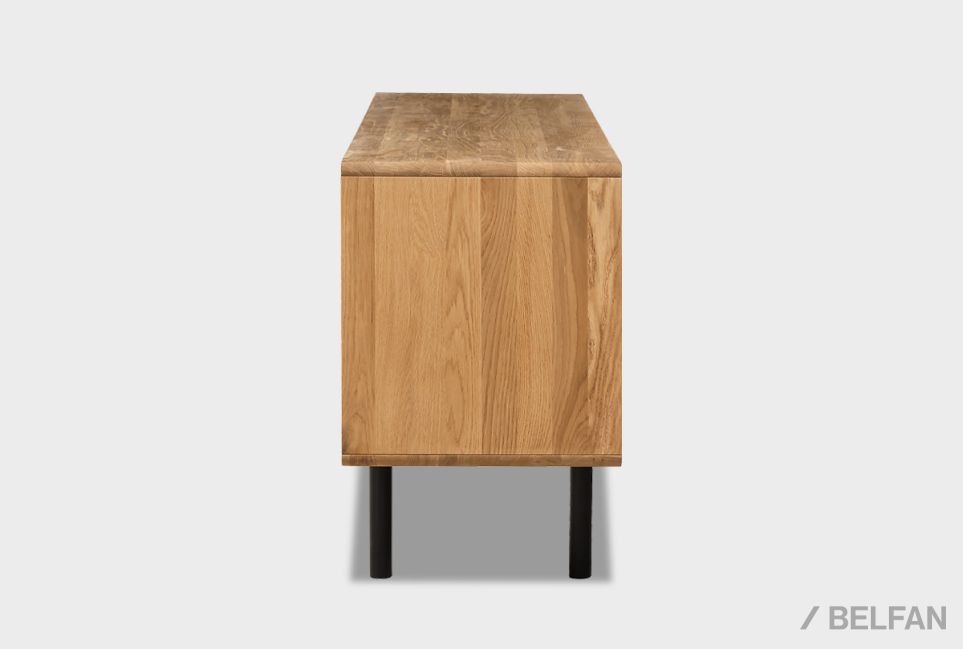 Тумба под ТВ высокая "Норман" 4 с нишей (правая) массив дуба, МДФ, металл 5