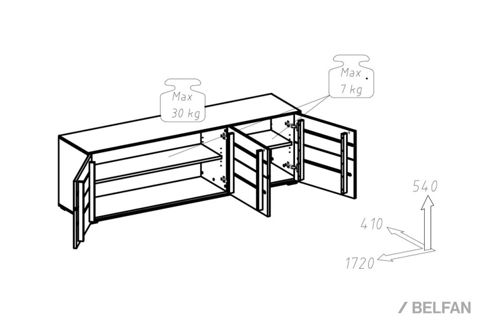 Тумба "Гринвуд" 3 (низкая) массив дуба 2