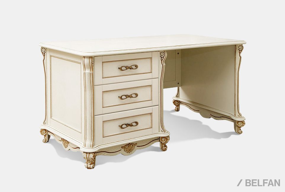 Стол письменный "Алези 1" с ящиками (1 тумба слева) массив и шпон дуба 1