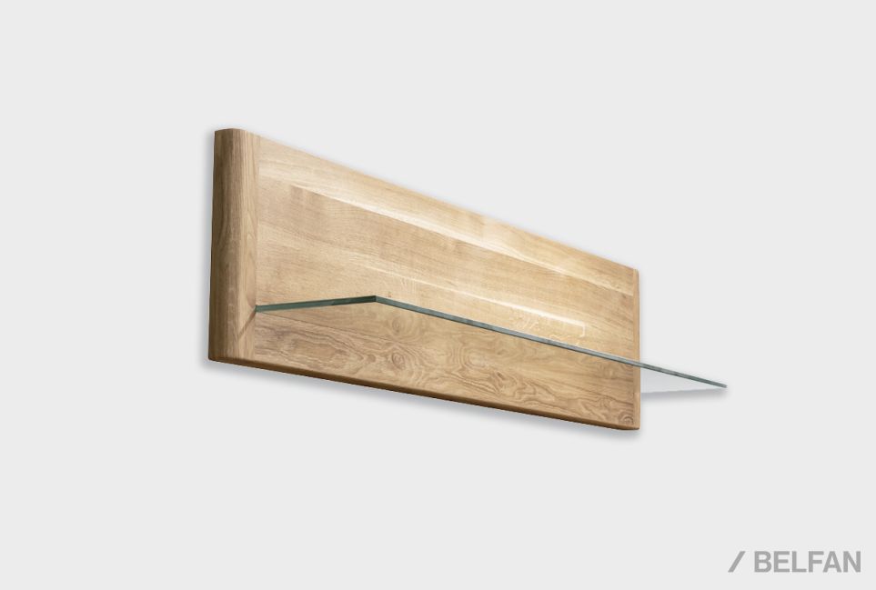 Полка настенная "Норд" (стекло) массив дуба, стекло 1