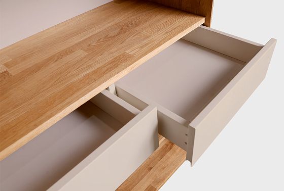 Стеллаж "Уоллстрит" (с ящиками) массив дуба, МДФ 6