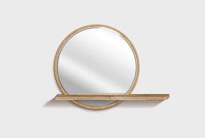 Зеркало настенное с полкой "Уоллстрит" (круглое); *А-012.12Н; к-бейц-масло, п-бейц-масло